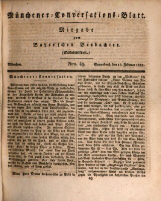 Münchener Conversations-Blatt (Bayer'scher Beobachter) Samstag 18. Februar 1832
