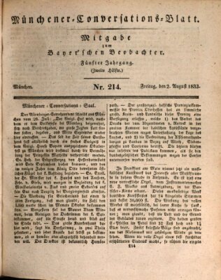 Münchener Conversations-Blatt (Bayer'scher Beobachter) Freitag 2. August 1833