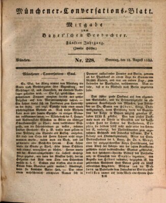 Münchener Conversations-Blatt (Bayer'scher Beobachter) Sonntag 18. August 1833