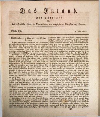 Das Inland (Deutsche Tribüne) Donnerstag 9. Juli 1829