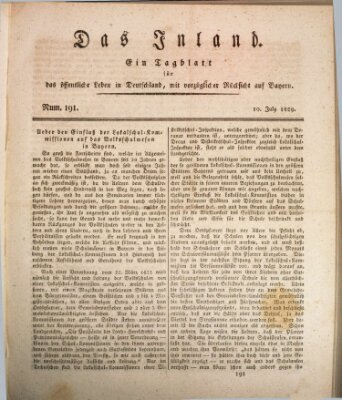 Das Inland (Deutsche Tribüne) Freitag 10. Juli 1829
