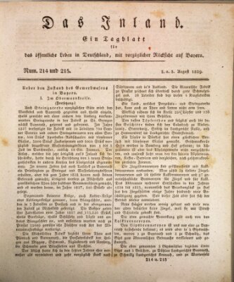 Das Inland (Deutsche Tribüne) Montag 3. August 1829