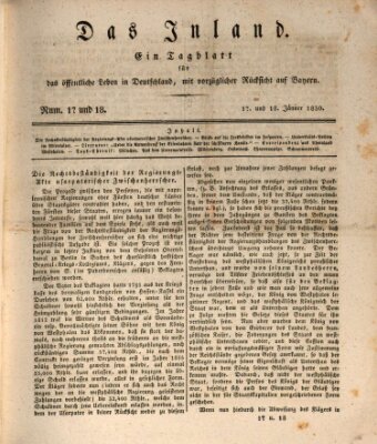 Das Inland (Deutsche Tribüne) Sonntag 17. Januar 1830