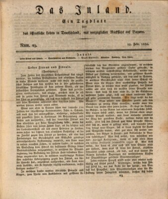 Das Inland (Deutsche Tribüne) Donnerstag 18. Februar 1830