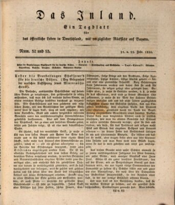 Das Inland (Deutsche Tribüne) Sonntag 21. Februar 1830