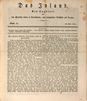 Das Inland (Deutsche Tribüne) Freitag 26. Februar 1830