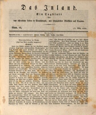 Das Inland (Deutsche Tribüne) Mittwoch 17. März 1830