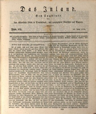 Das Inland (Deutsche Tribüne) Mittwoch 16. Juni 1830