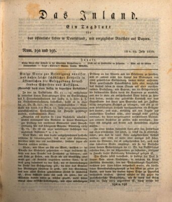 Das Inland (Deutsche Tribüne) Montag 19. Juli 1830