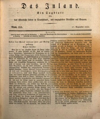 Das Inland (Deutsche Tribüne) Freitag 17. September 1830