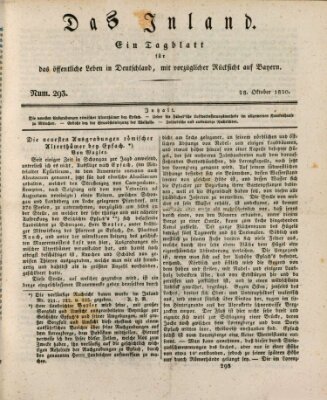 Das Inland (Deutsche Tribüne) Donnerstag 28. Oktober 1830