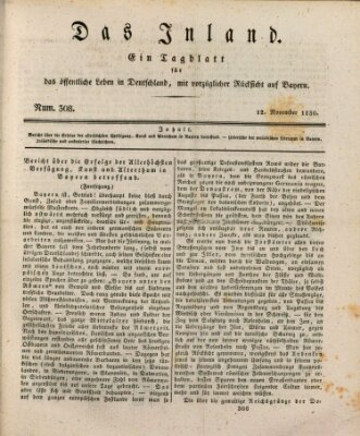 Das Inland (Deutsche Tribüne) Freitag 12. November 1830