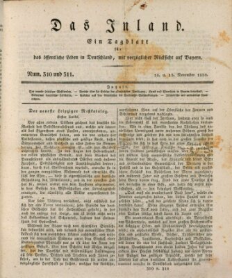 Das Inland (Deutsche Tribüne) Sonntag 14. November 1830