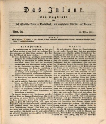 Das Inland (Deutsche Tribüne) Donnerstag 10. März 1831