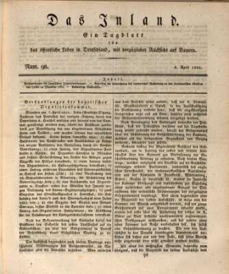 Das Inland (Deutsche Tribüne) Freitag 8. April 1831
