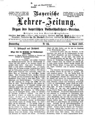 Bayerische Lehrerzeitung Donnerstag 4. April 1867