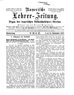 Bayerische Lehrerzeitung Donnerstag 12. September 1867