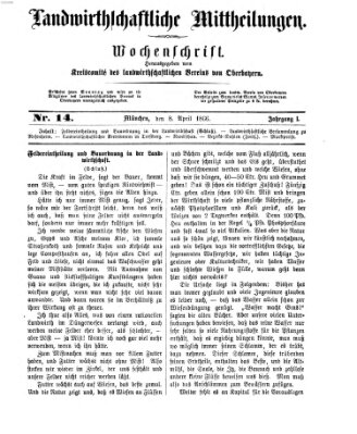 Landwirthschaftliche Mittheilungen Sonntag 8. April 1866