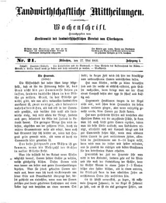 Landwirthschaftliche Mittheilungen Sonntag 27. Mai 1866