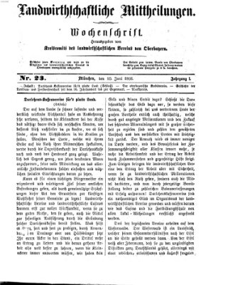 Landwirthschaftliche Mittheilungen Sonntag 10. Juni 1866