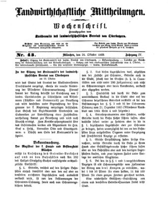 Landwirthschaftliche Mittheilungen Sonntag 24. Oktober 1869