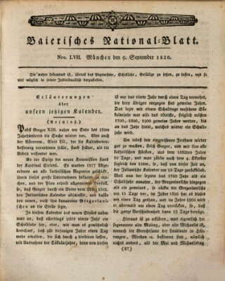 Baierisches National-Blatt Samstag 9. September 1820
