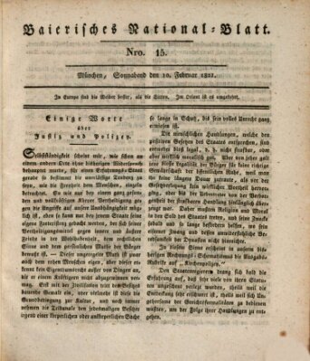 Baierisches National-Blatt Samstag 10. Februar 1821