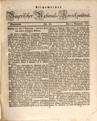 Allgemeiner bayerischer National-Korrespondent Samstag 13. November 1830