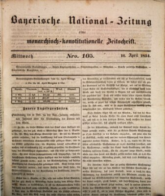 Bayerische National-Zeitung Mittwoch 16. April 1834