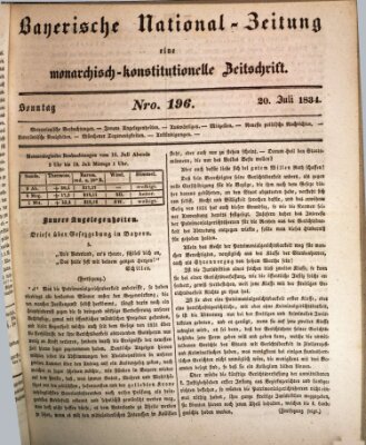 Bayerische National-Zeitung Sonntag 20. Juli 1834