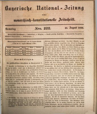 Bayerische National-Zeitung Samstag 16. August 1834