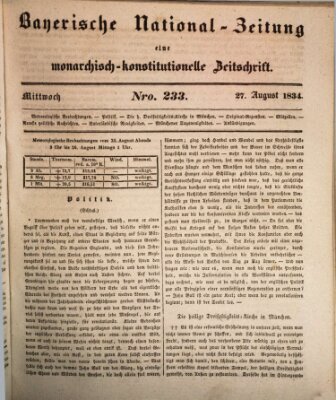 Bayerische National-Zeitung Mittwoch 27. August 1834