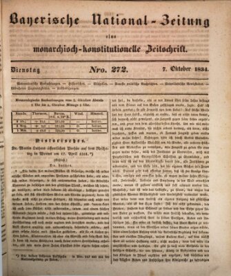 Bayerische National-Zeitung Dienstag 7. Oktober 1834