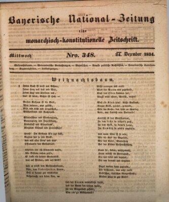 Bayerische National-Zeitung Mittwoch 24. Dezember 1834