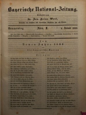 Bayerische National-Zeitung Donnerstag 1. Januar 1835