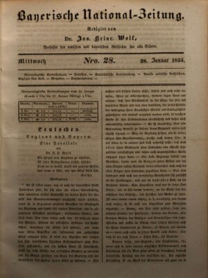 Bayerische National-Zeitung Mittwoch 28. Januar 1835