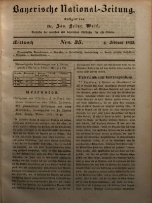 Bayerische National-Zeitung Mittwoch 4. Februar 1835