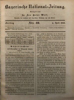 Bayerische National-Zeitung Freitag 3. April 1835