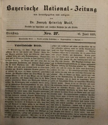 Bayerische National-Zeitung Dienstag 16. Juni 1835