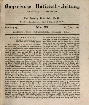 Bayerische National-Zeitung Donnerstag 18. Juni 1835