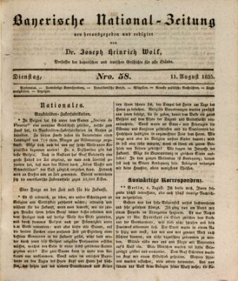 Bayerische National-Zeitung Dienstag 11. August 1835
