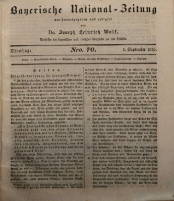 Bayerische National-Zeitung Dienstag 1. September 1835