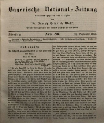 Bayerische National-Zeitung Dienstag 29. September 1835