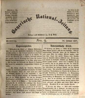 Bayerische National-Zeitung Sonntag 15. Januar 1837