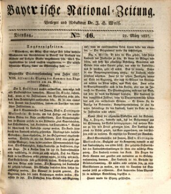 Bayerische National-Zeitung Dienstag 21. März 1837