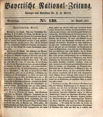 Bayerische National-Zeitung Sonntag 20. August 1837