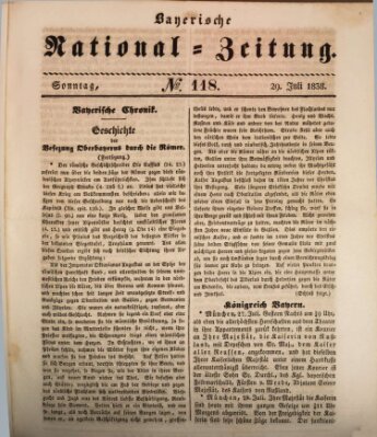 Bayerische National-Zeitung Sonntag 29. Juli 1838