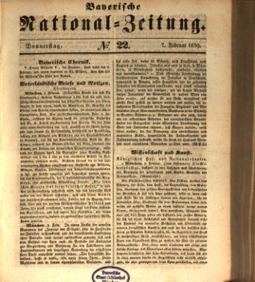 Bayerische National-Zeitung Donnerstag 7. Februar 1839