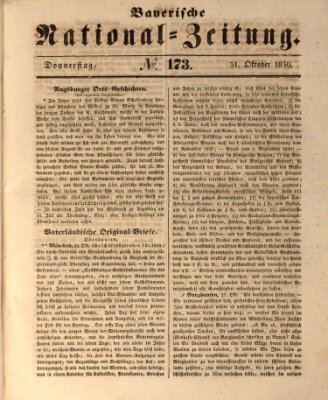 Bayerische National-Zeitung Donnerstag 31. Oktober 1839