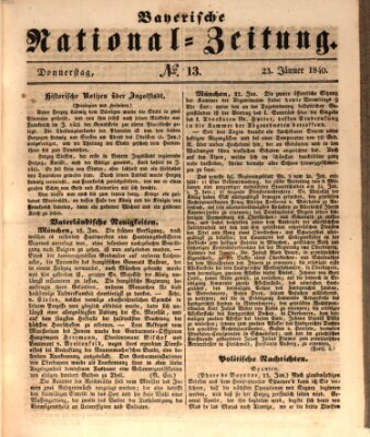 Bayerische National-Zeitung Donnerstag 23. Januar 1840